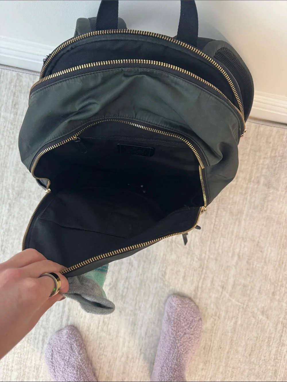 Coach Black Nylon Backpack with Gold Hardware